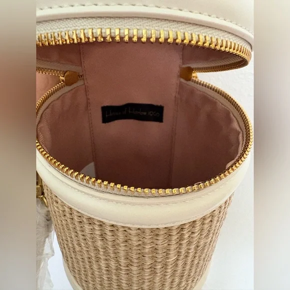 House of Harlow 1960 Cream and Tan Crossbody Bag with Gold Hardware - Picture 3 of 5